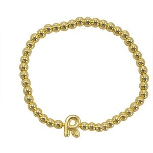 Gold Beaded Bracelet with Initial Charm (5100)